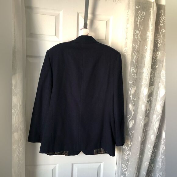 Talbots Navy Blue Women's wool blend oversized boyfriend Blazer jacket size M - Picture 7 of 7